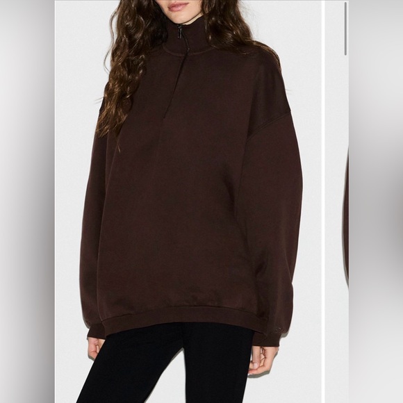 SKIMS NEW Slouchy Half Zip Brown Pullover S